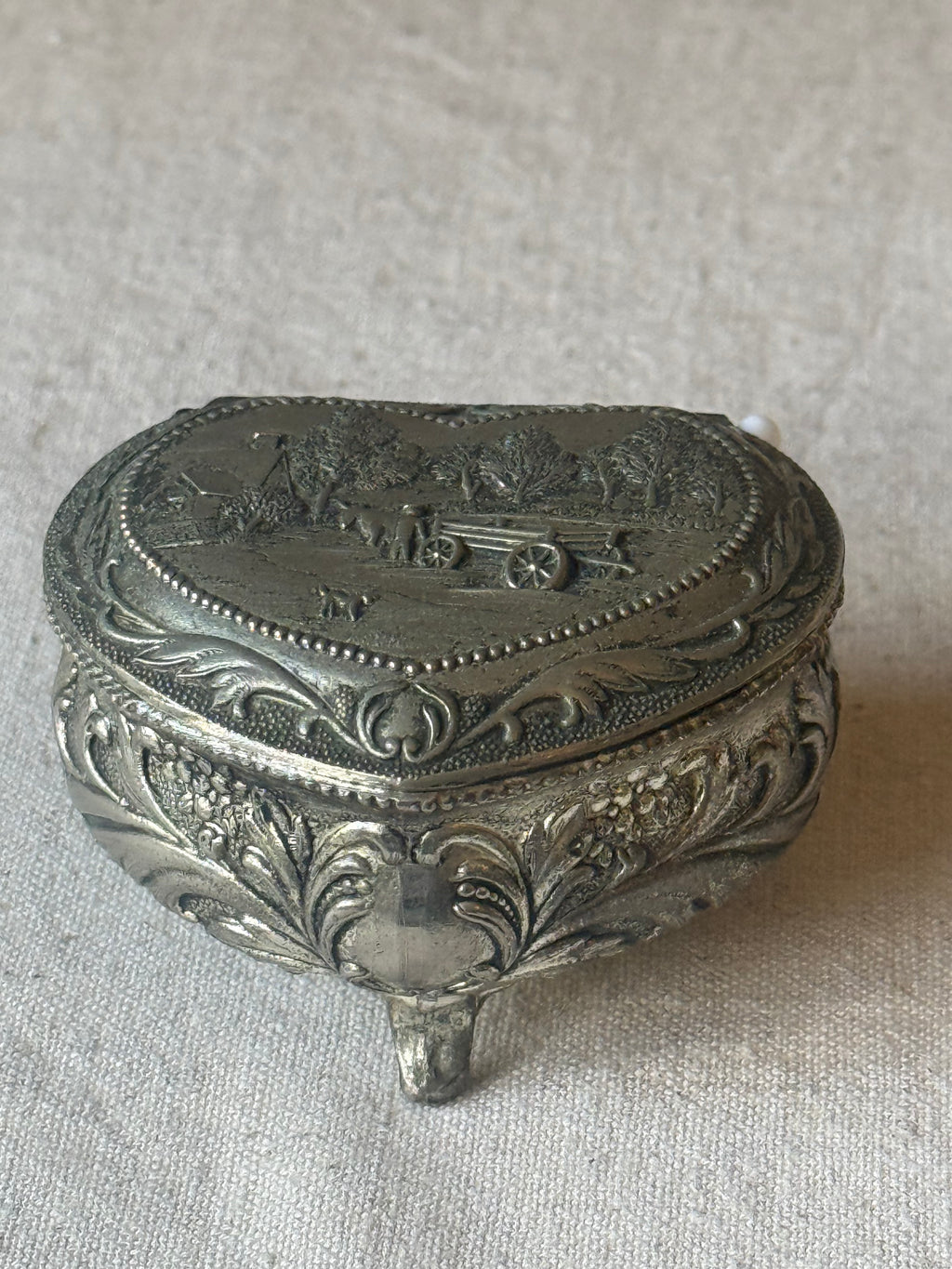 Vintage Ornate Footed Heart Trinket Box