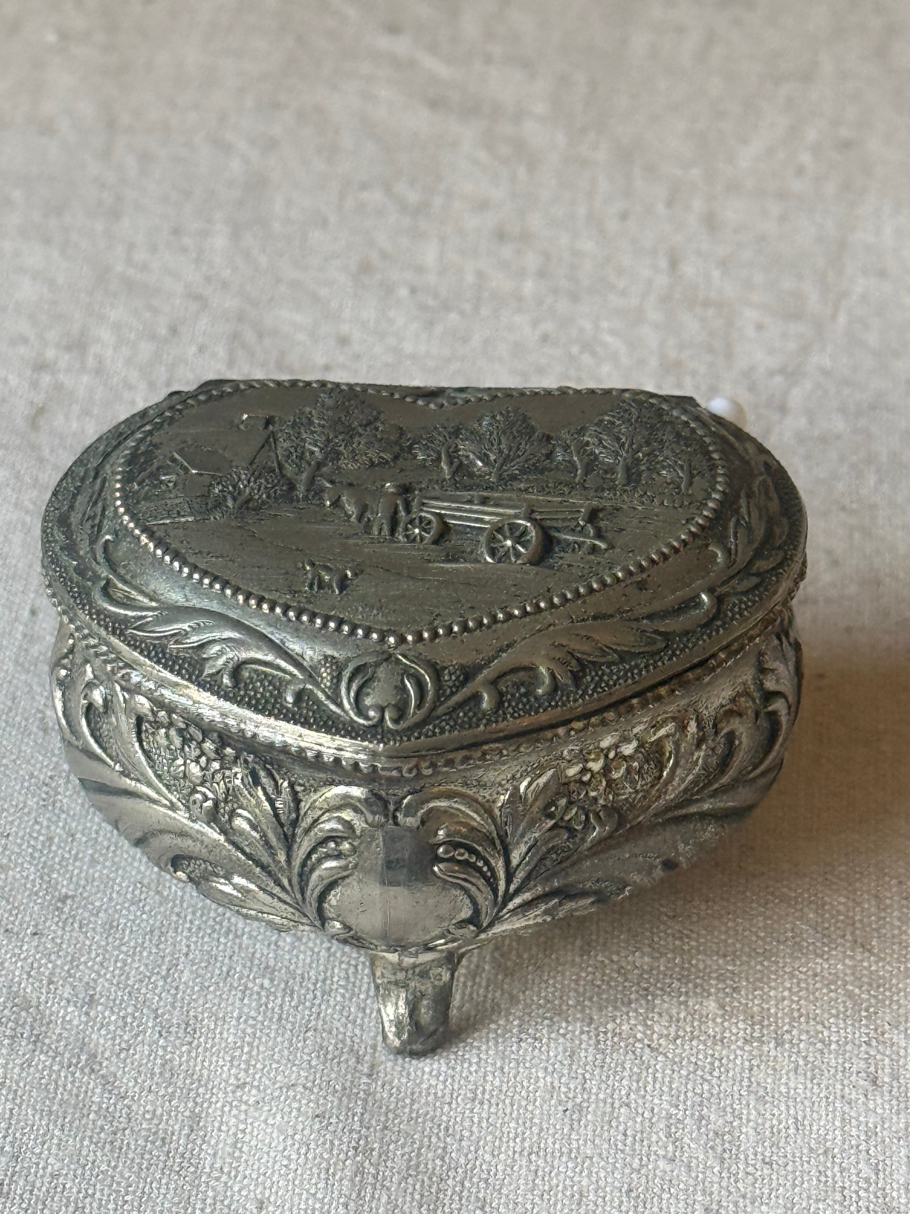 Vintage Ornate Footed Heart Trinket Box