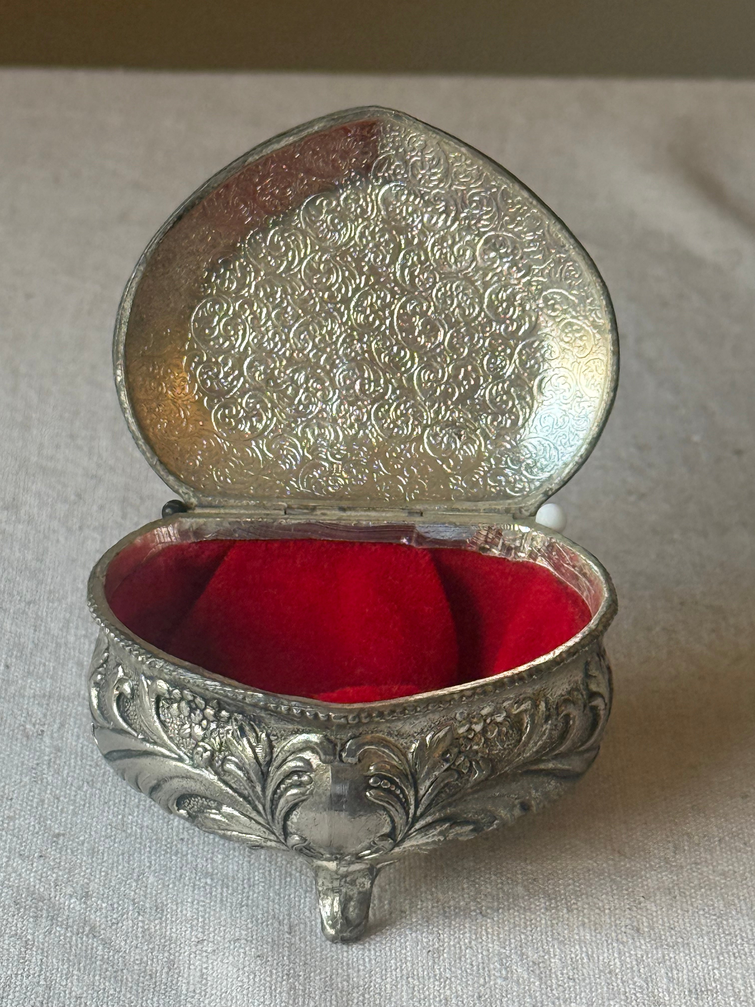 Vintage Ornate Footed Heart Trinket Box