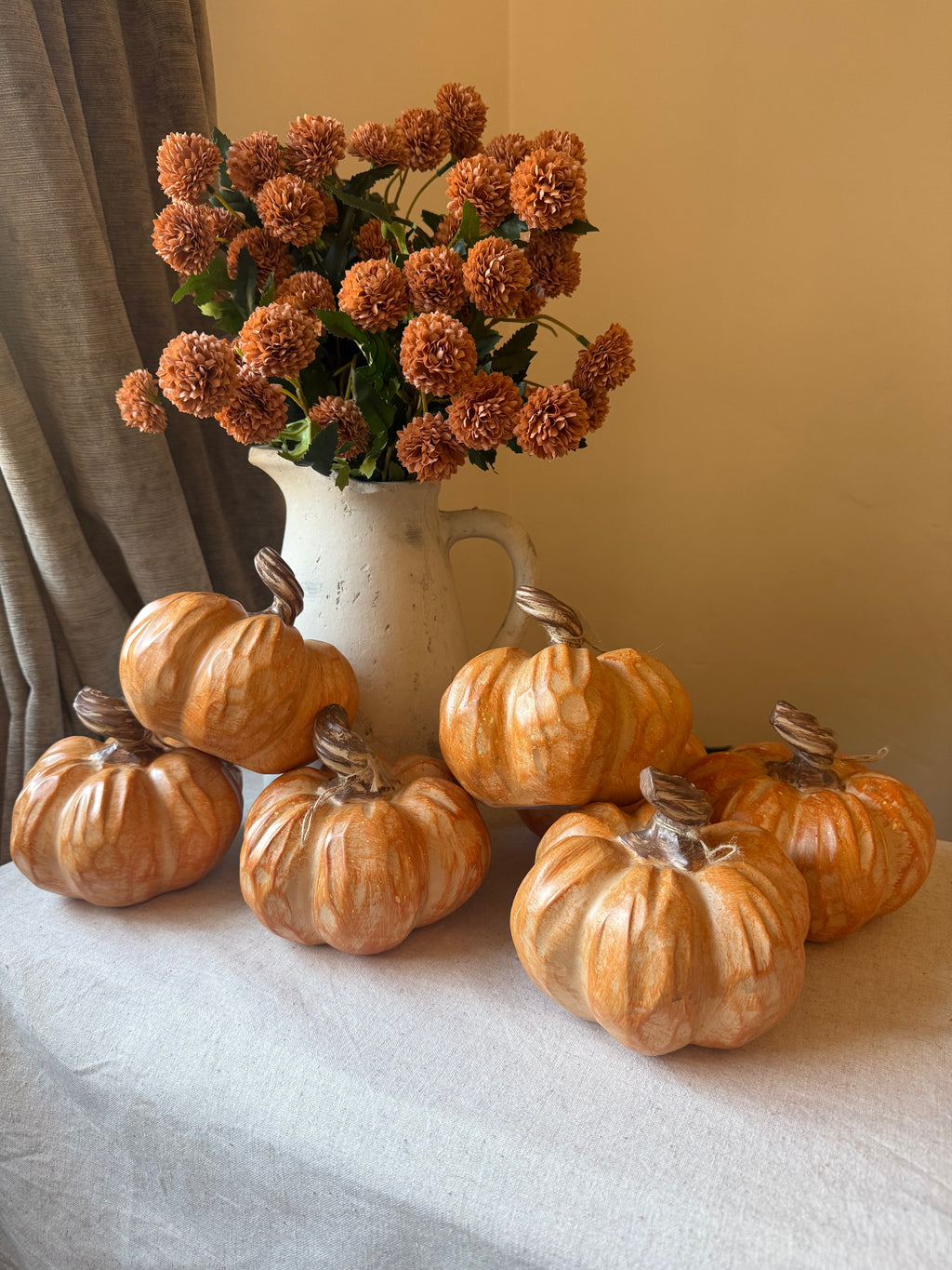 Rustic Hand-Carved Wooden Pumpkin