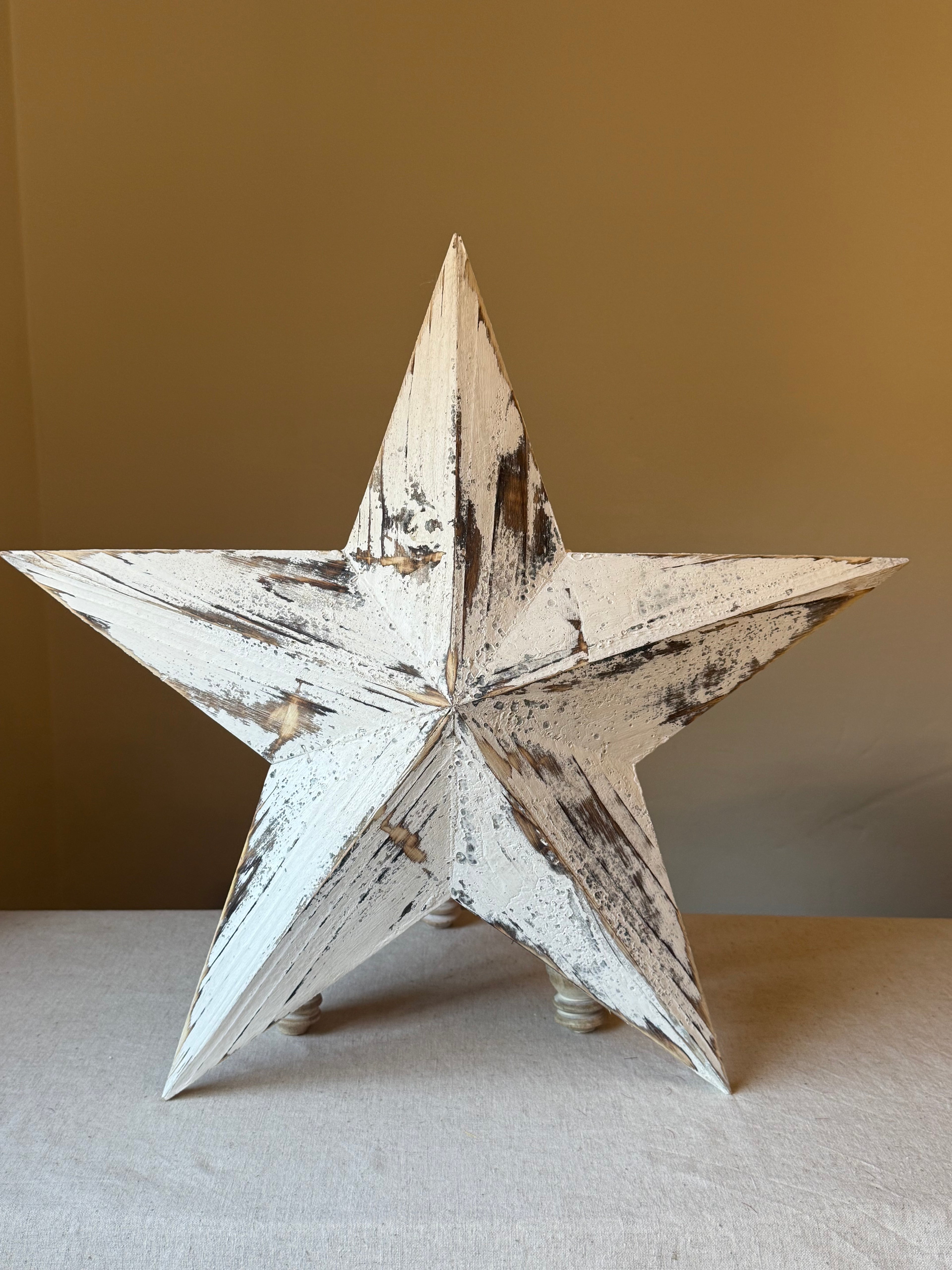 Rustic White Wooden Decorative Star