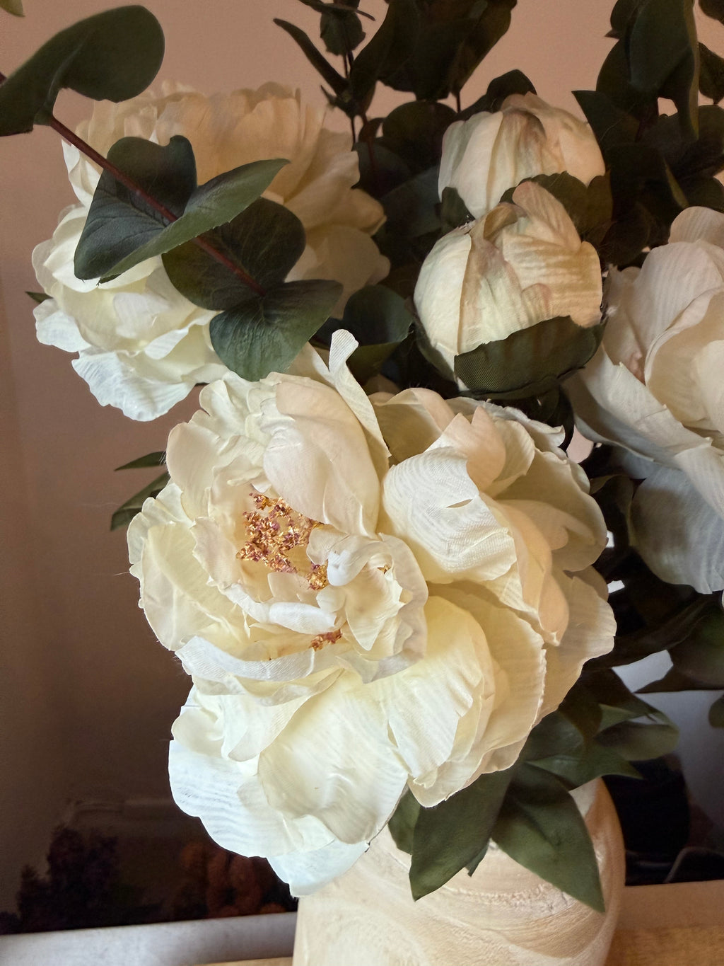 Luxury Ivory Faux Peony Stem