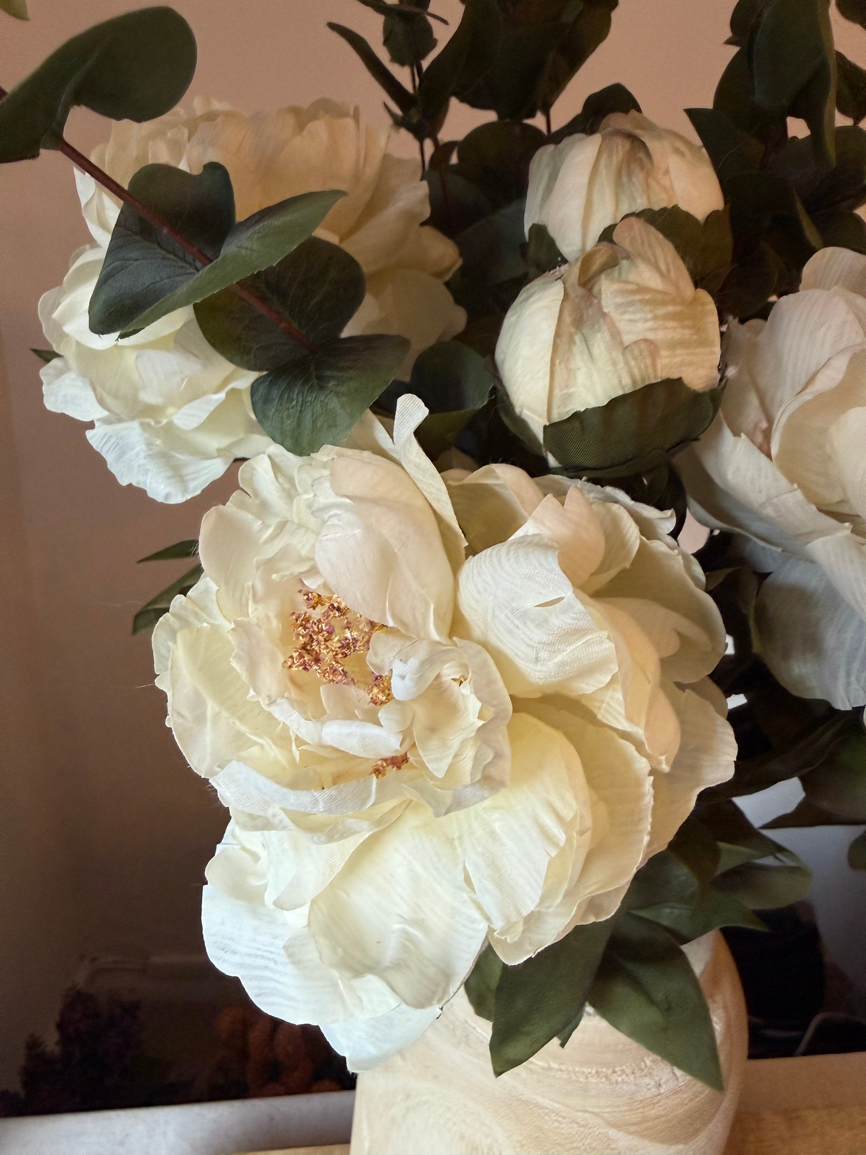 Luxury Ivory Faux Peony Stem