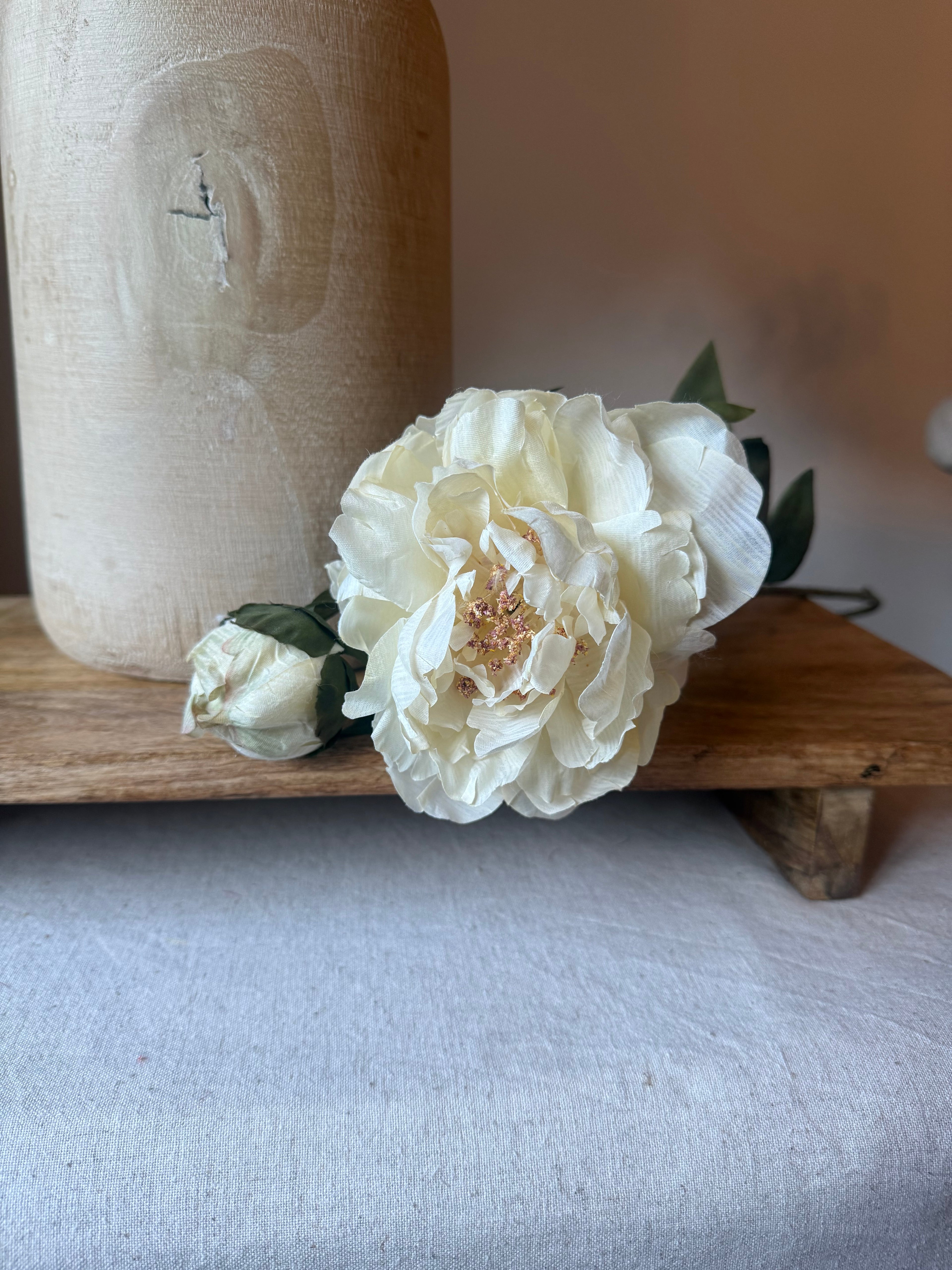 Luxury Ivory Faux Peony Stem