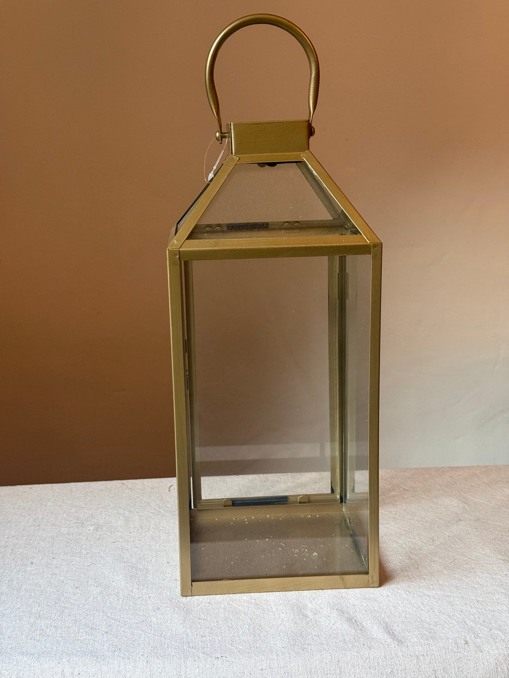 Large Antique Gold Glass Lantern