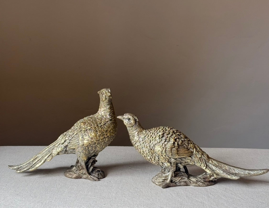 Decorative Resin Pheasant Pair – Ivory Finish