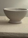 Cream Ribbed Ceramic Footed Planter | Decorative Plant Pot | 20cm