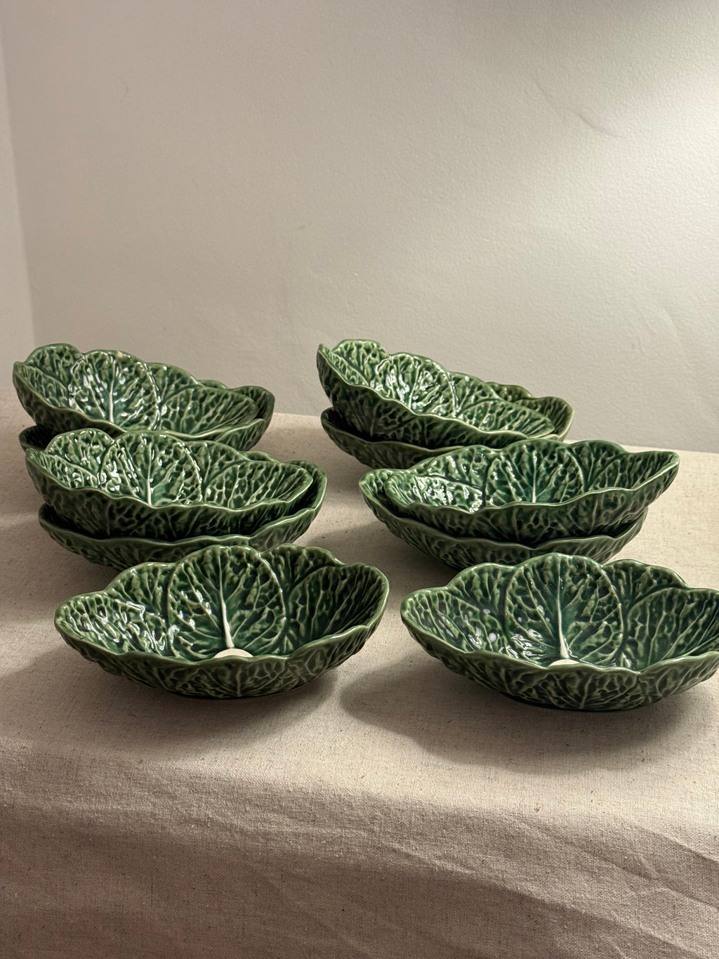 Set of 10 Portuguese Majolica Cabbage Leaf Bowls – Secla Portugal F882