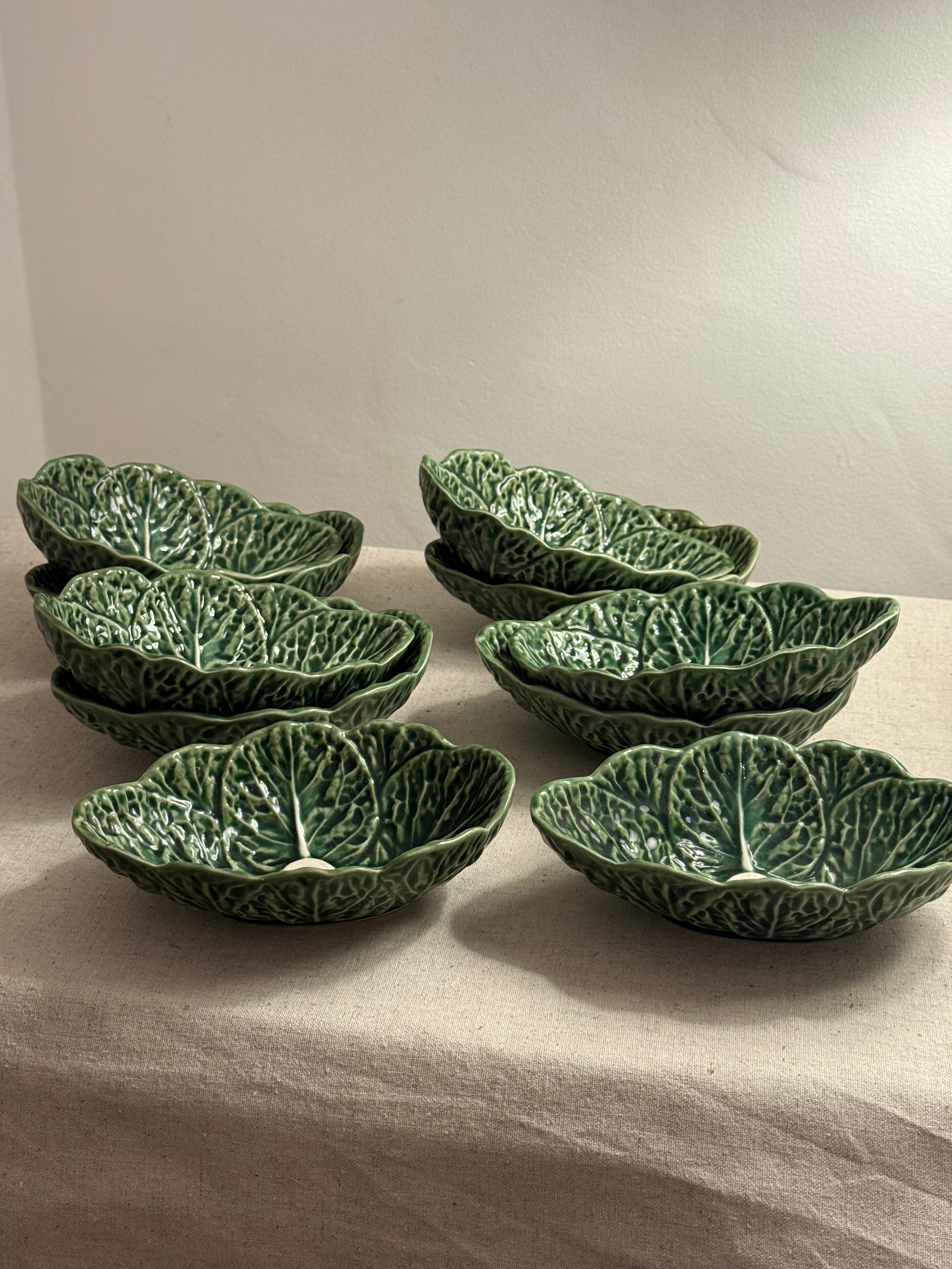 Set of 10 Portuguese Majolica Cabbage Leaf Bowls – Secla Portugal F882