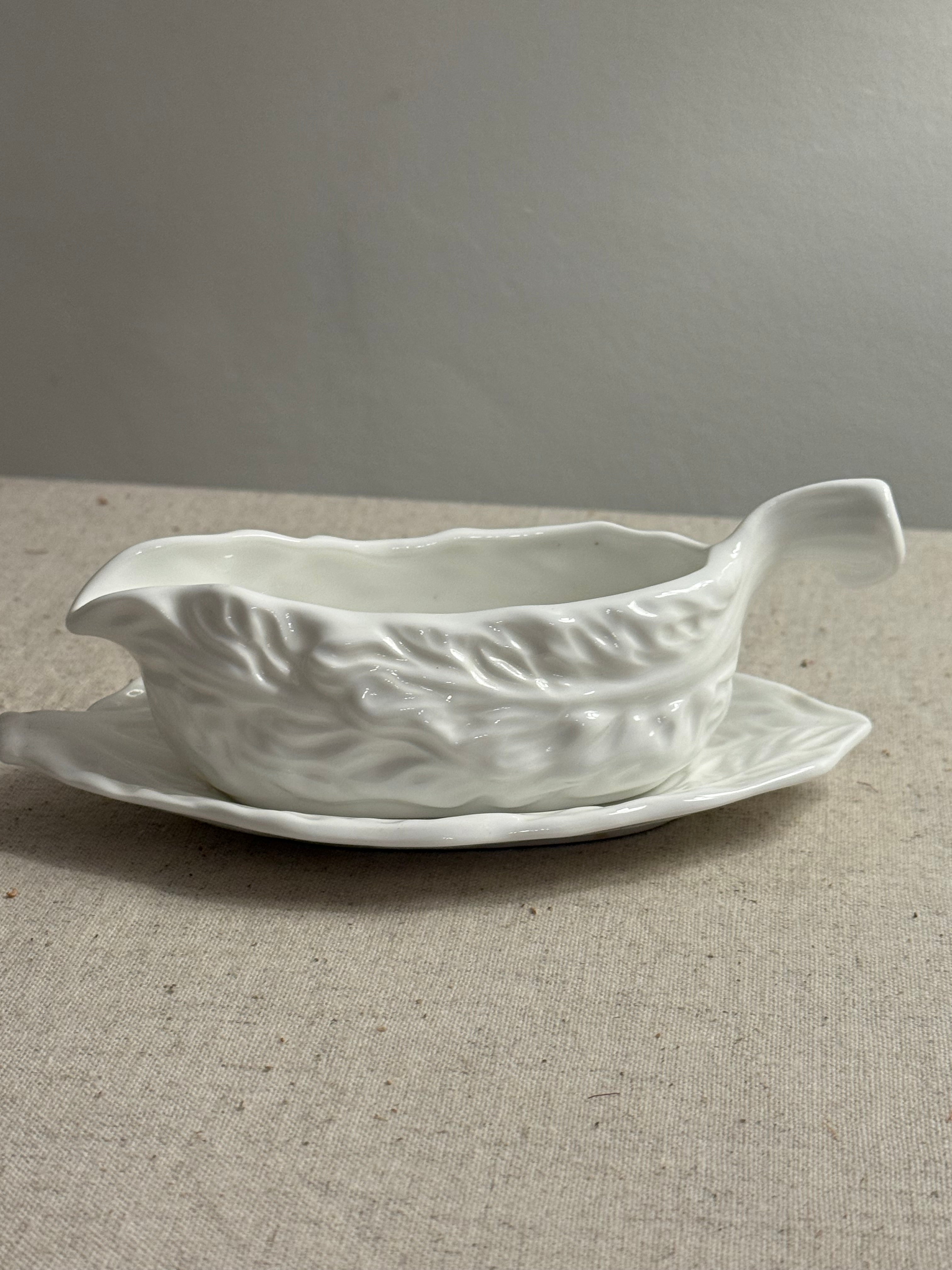 Vintage ICTC Fine Bone China Single-Serve Gravy Boat & Stand