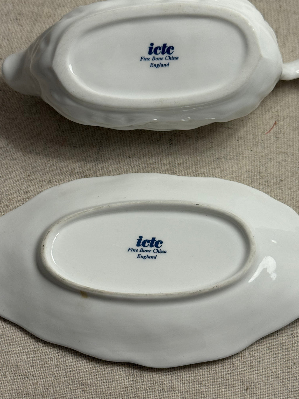 Vintage ICTC Fine Bone China Single-Serve Gravy Boat & Stand
