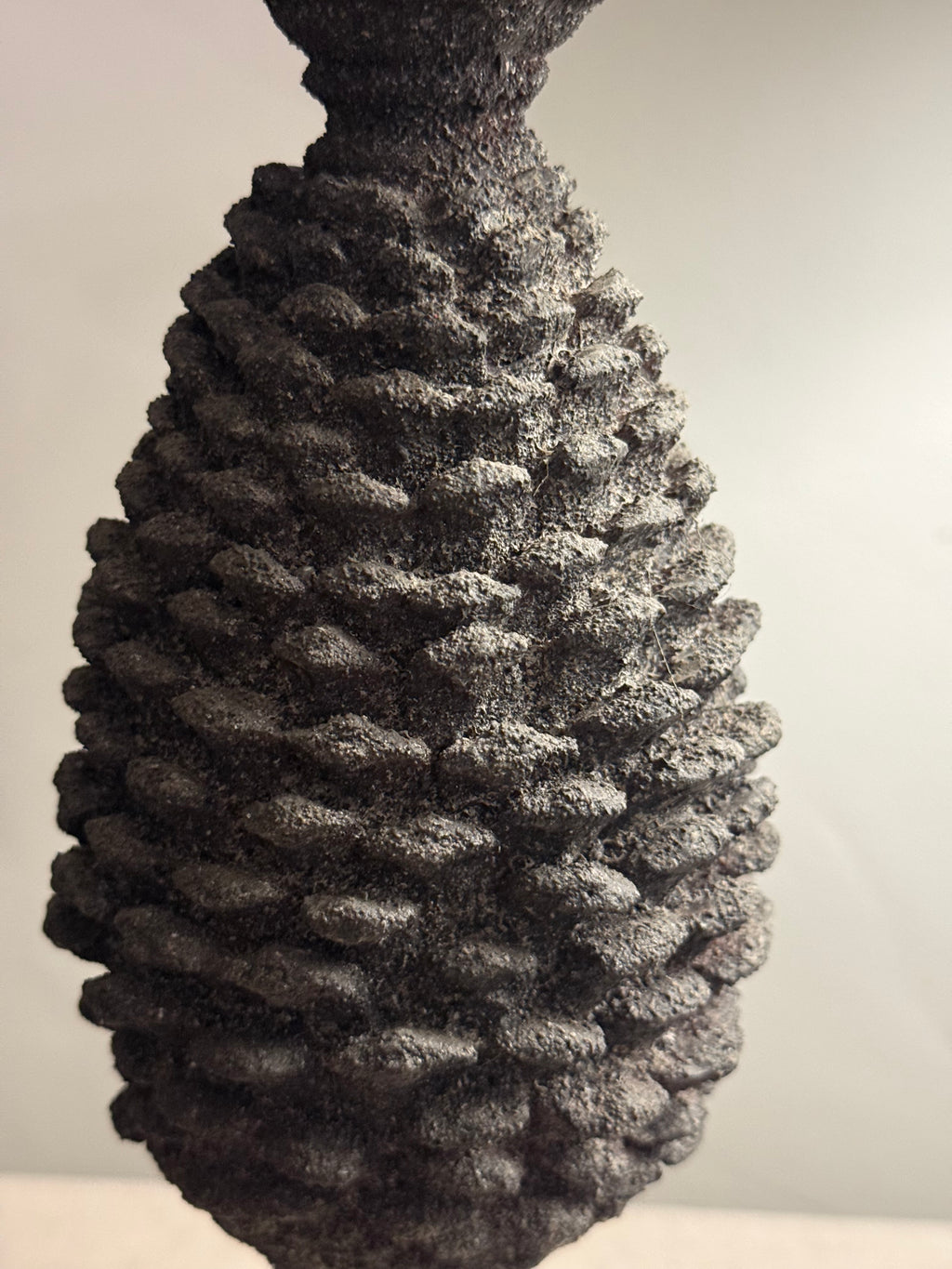 Pair of Rustic Pinecone Candlesticks – Charcoal Stone Effect