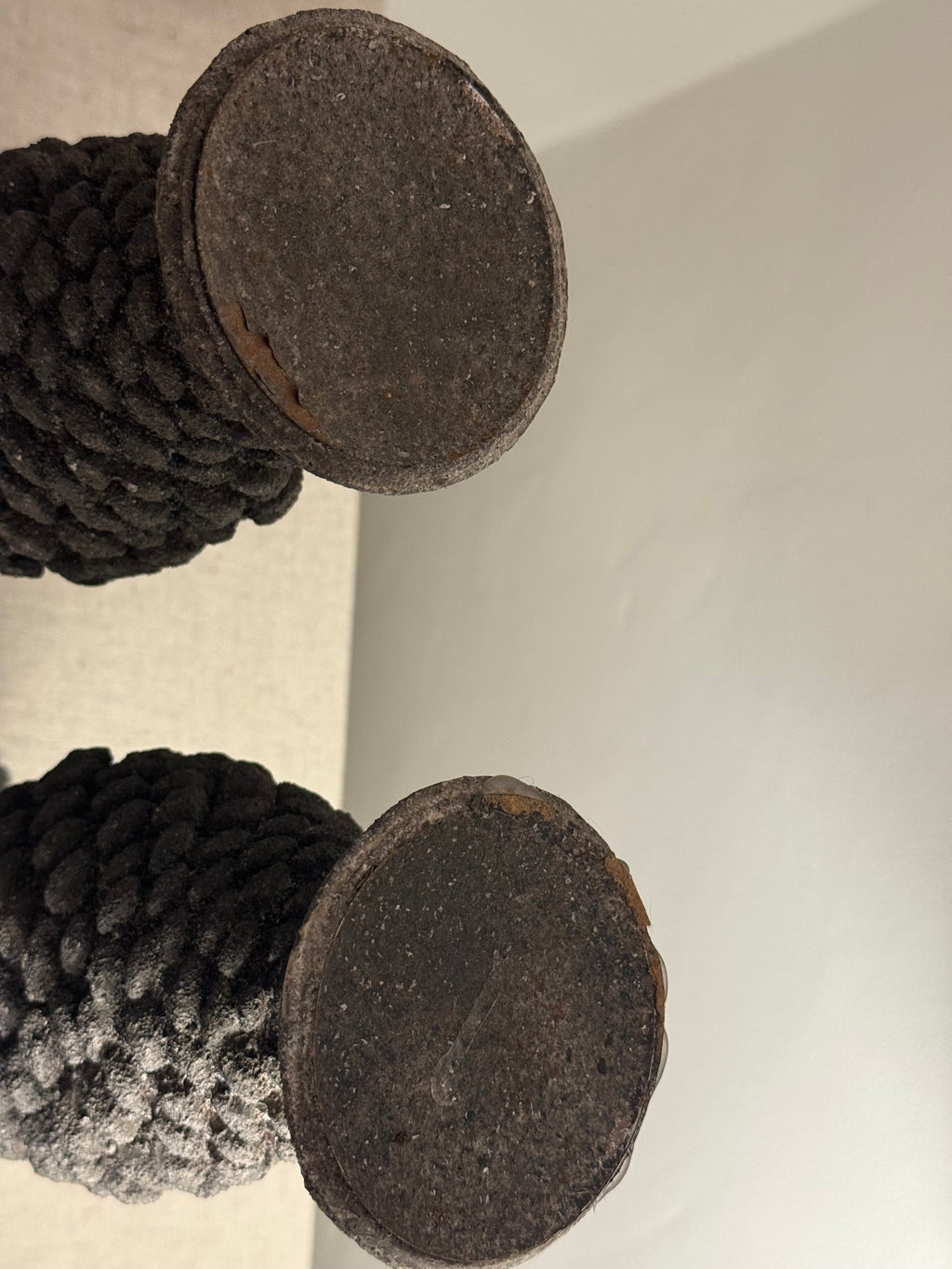 Pair of Rustic Pinecone Candlesticks – Charcoal Stone Effect