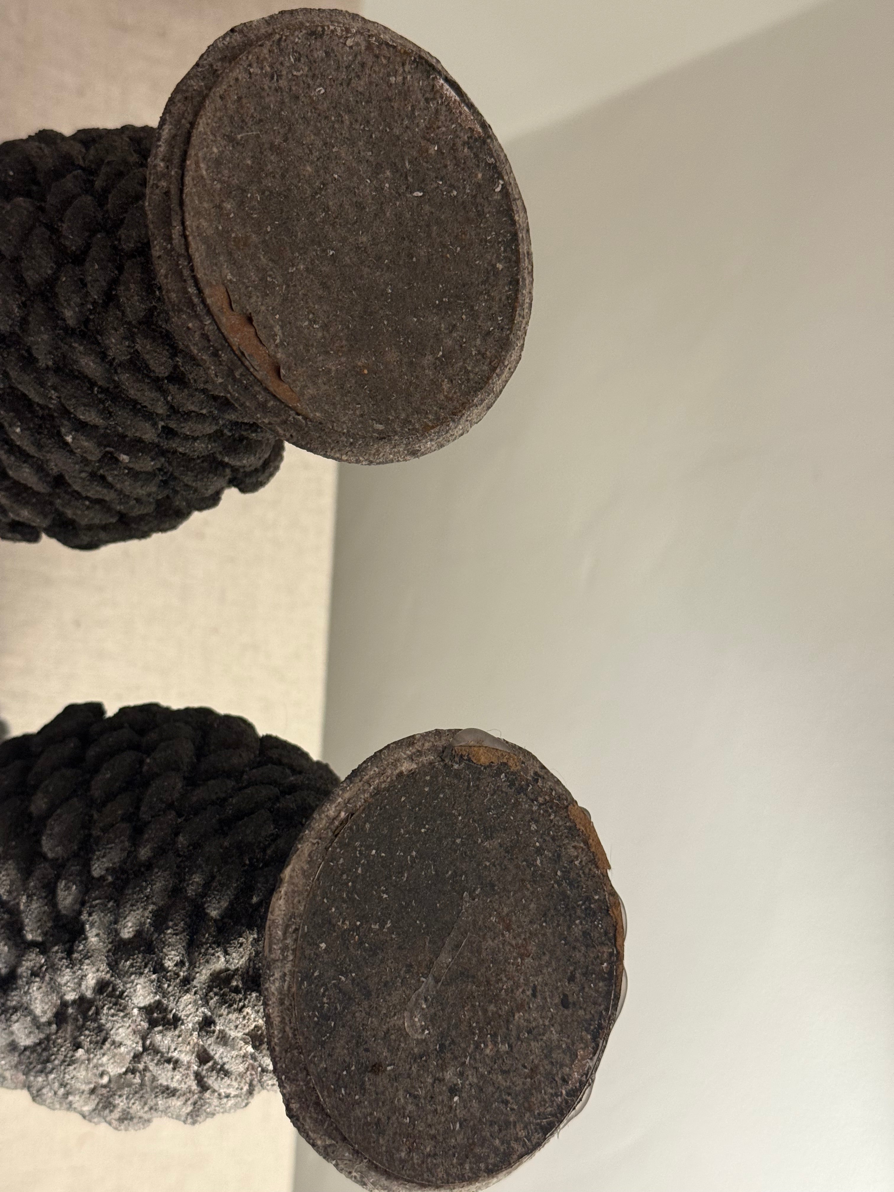 Pair of Rustic Pinecone Candlesticks – Charcoal Stone Effect