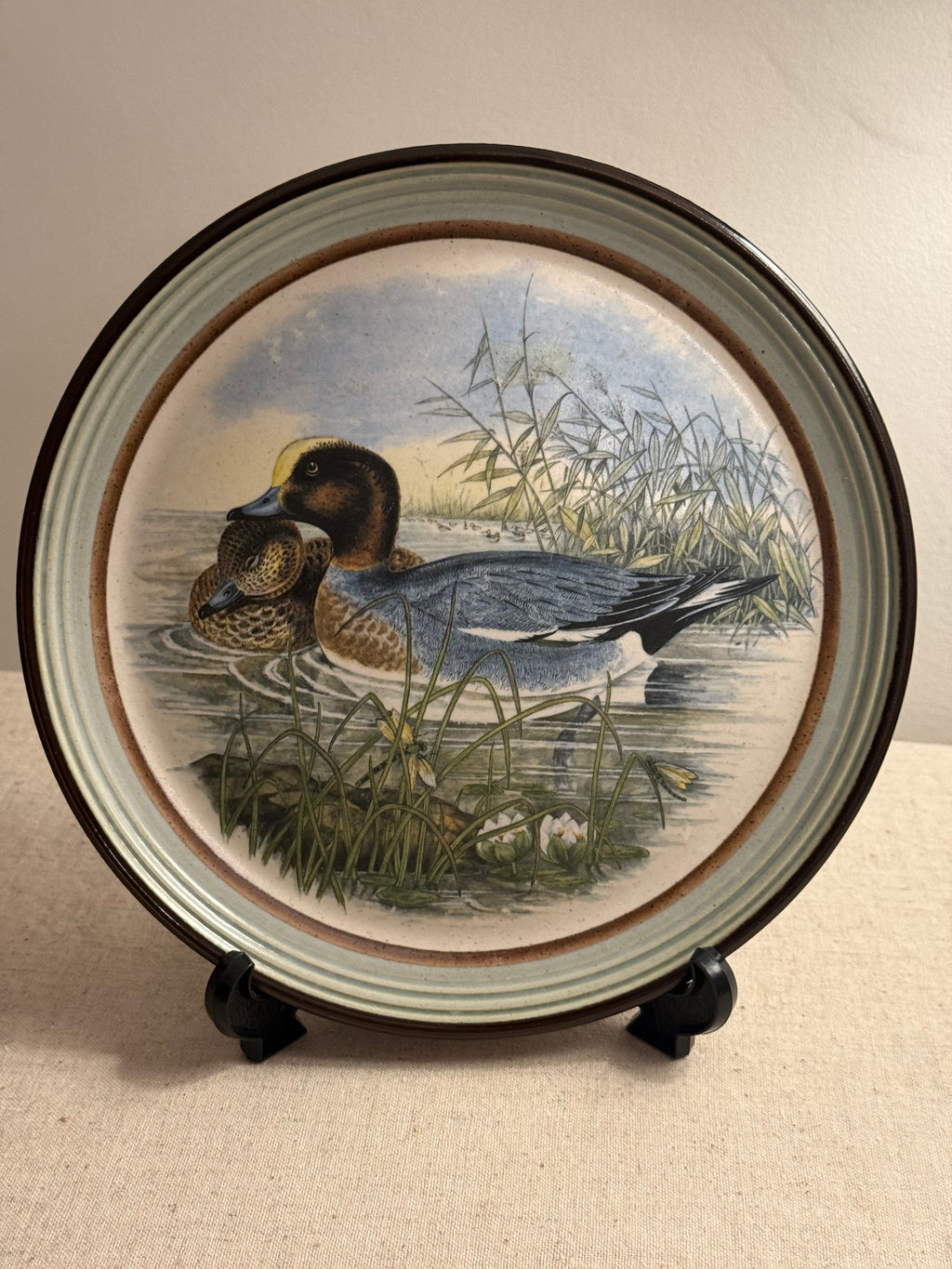 Pair of Purbeck Pottery Wildfowl Series Collector Plates – Widgeon & Pintail by John Gould