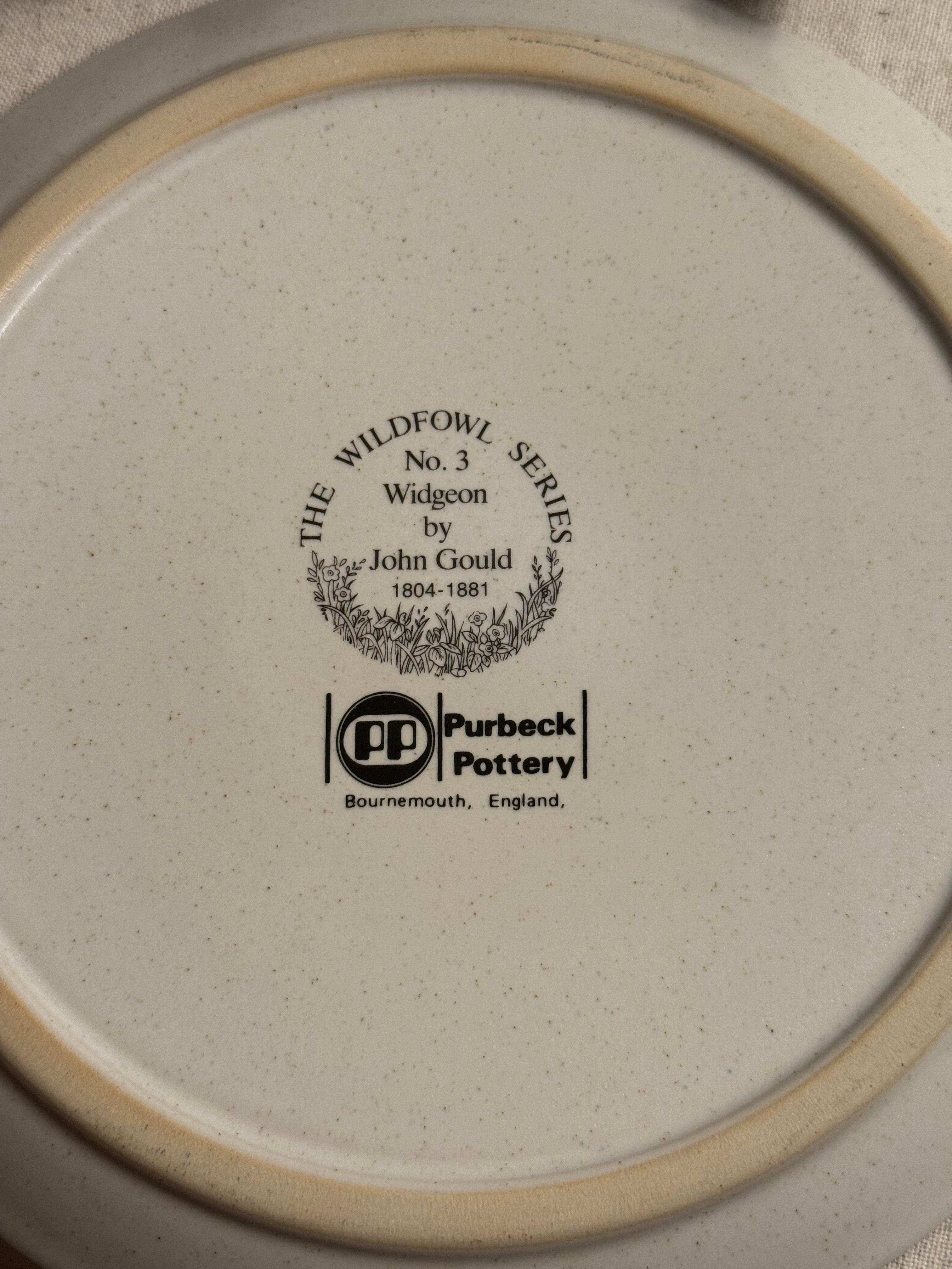 Pair of Purbeck Pottery Wildfowl Series Collector Plates – Widgeon & Pintail by John Gould