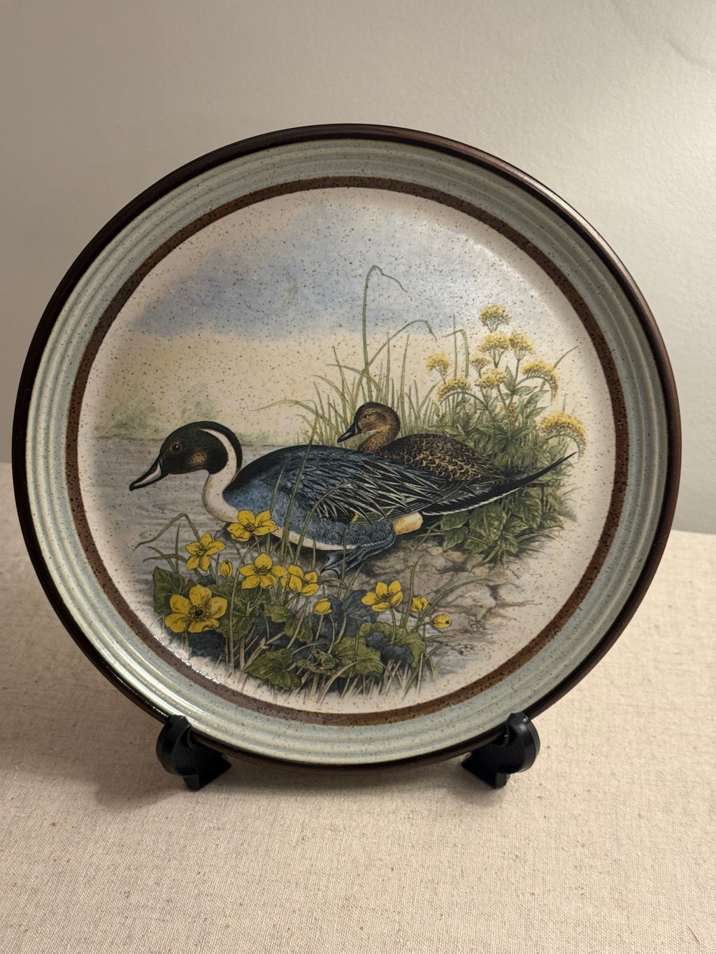 Pair of Purbeck Pottery Wildfowl Series Collector Plates – Widgeon & Pintail by John Gould