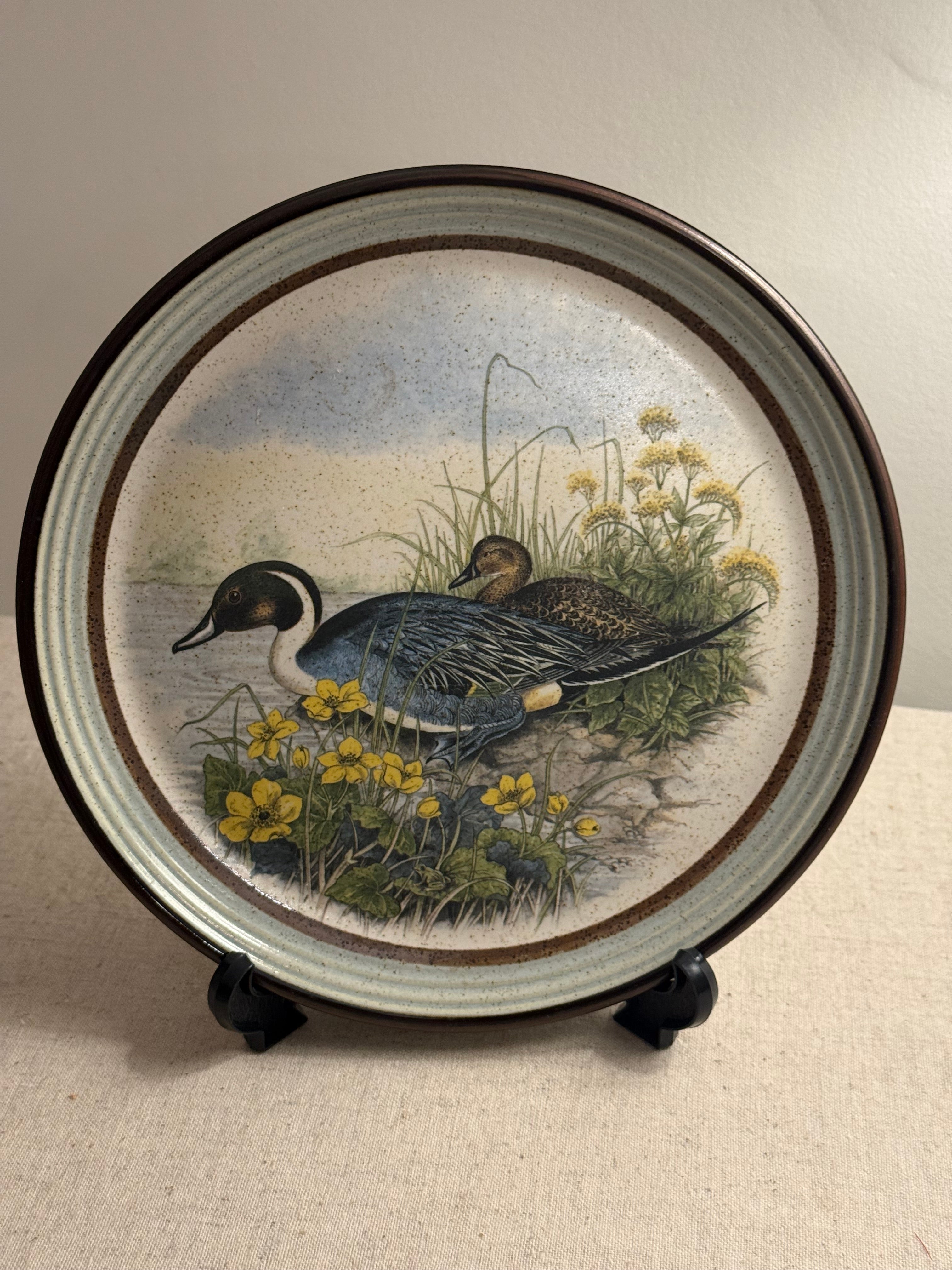 Pair of Purbeck Pottery Wildfowl Series Collector Plates – Widgeon & Pintail by John Gould