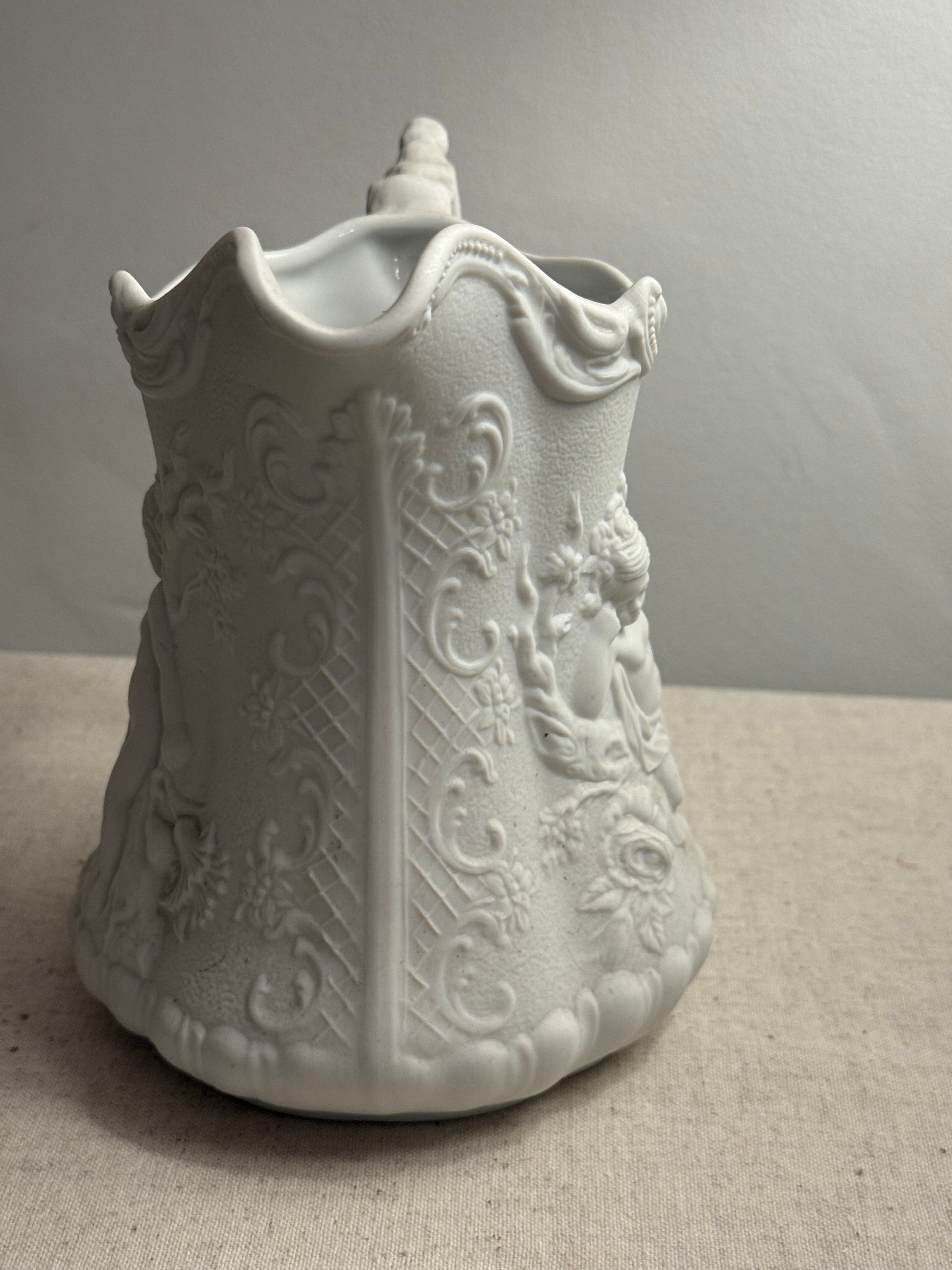 Vintage Portmeirion Parian Ware Cupid Cherub Relief Molded Jug 17cm