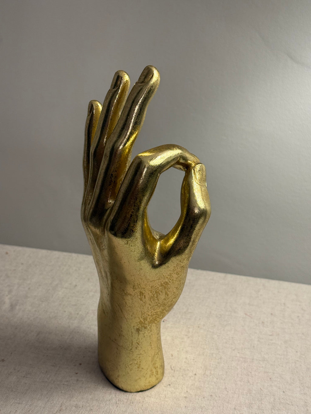Modern Metallic Gold "OK" Hand Gesture Sculpture