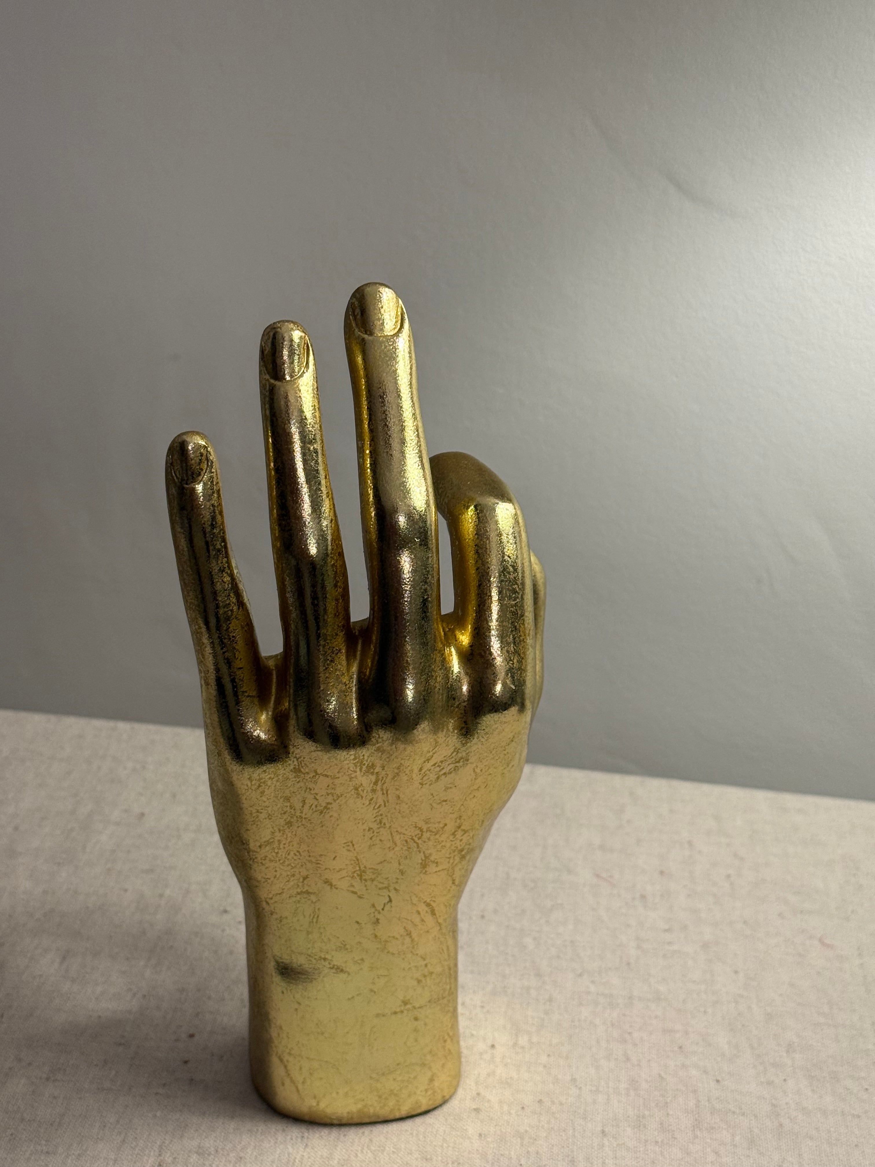 Modern Metallic Gold "OK" Hand Gesture Sculpture