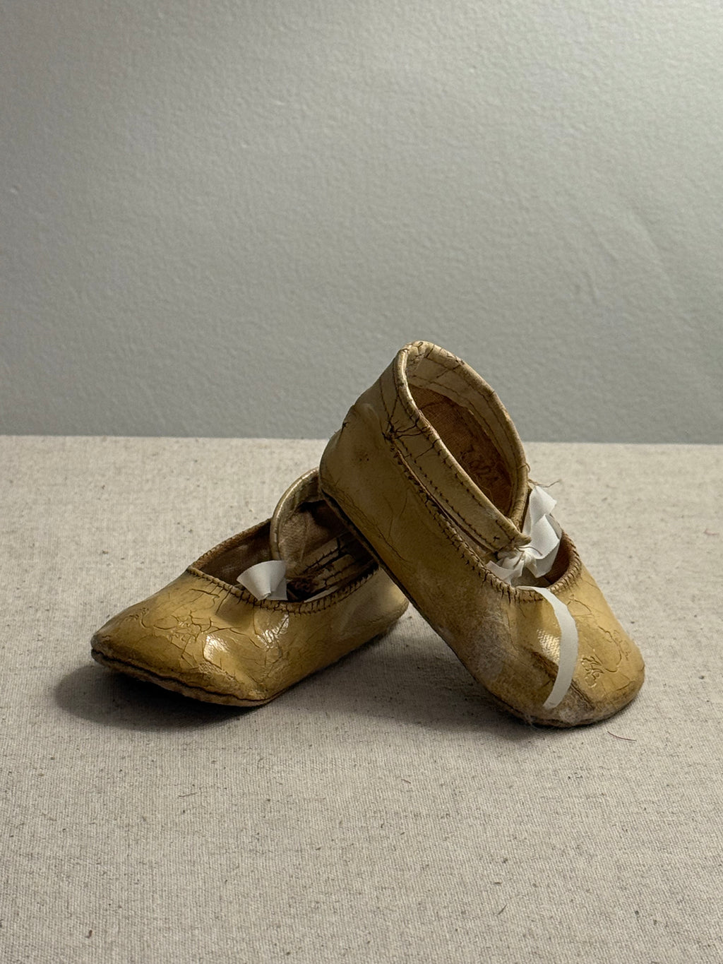 Antique 19thC Oilcloth Doll Shoes Mary Janes | Size 10/H 4.5" Soles
