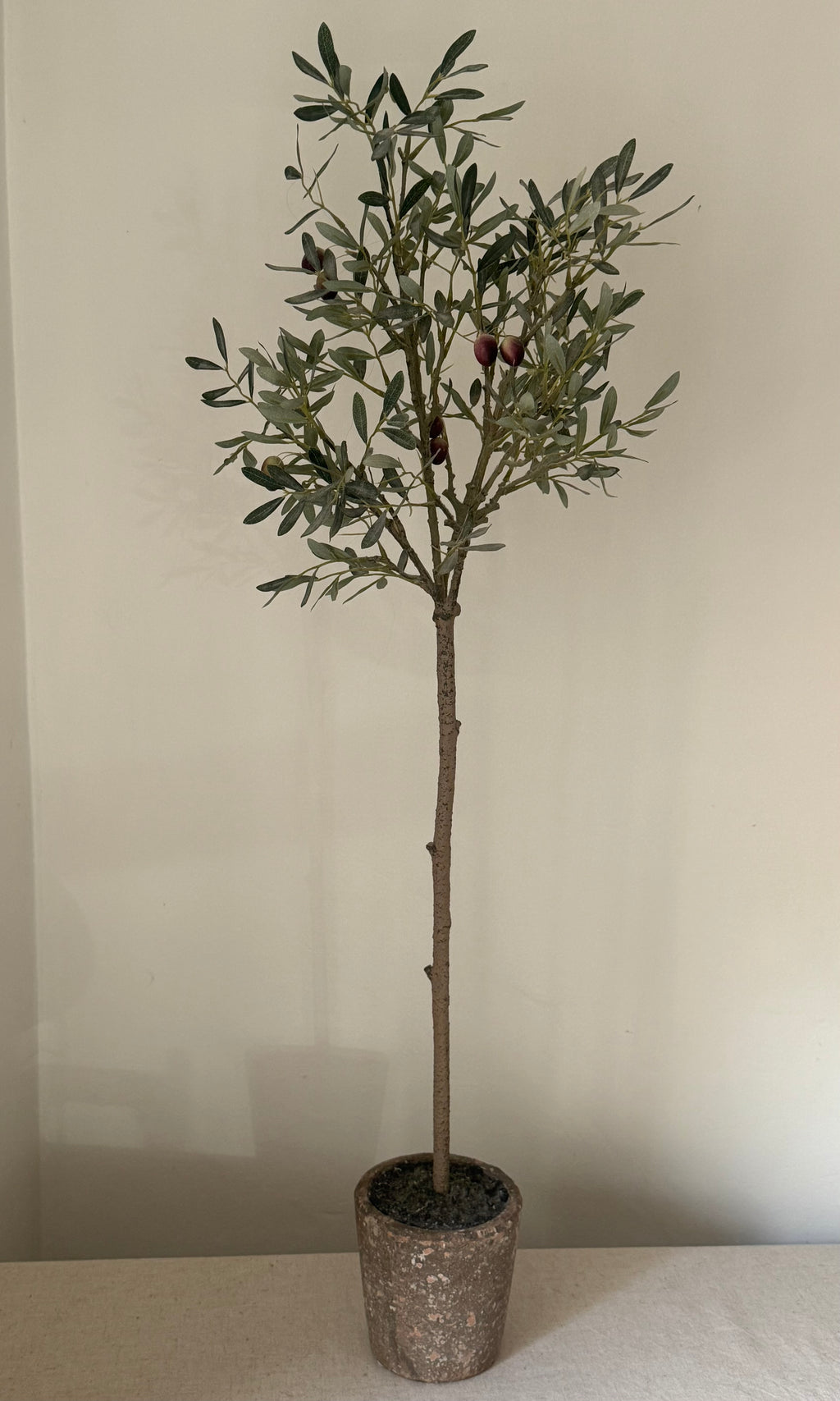 Faux Olive Tree in Rustic Terracotta-Effect Pot
